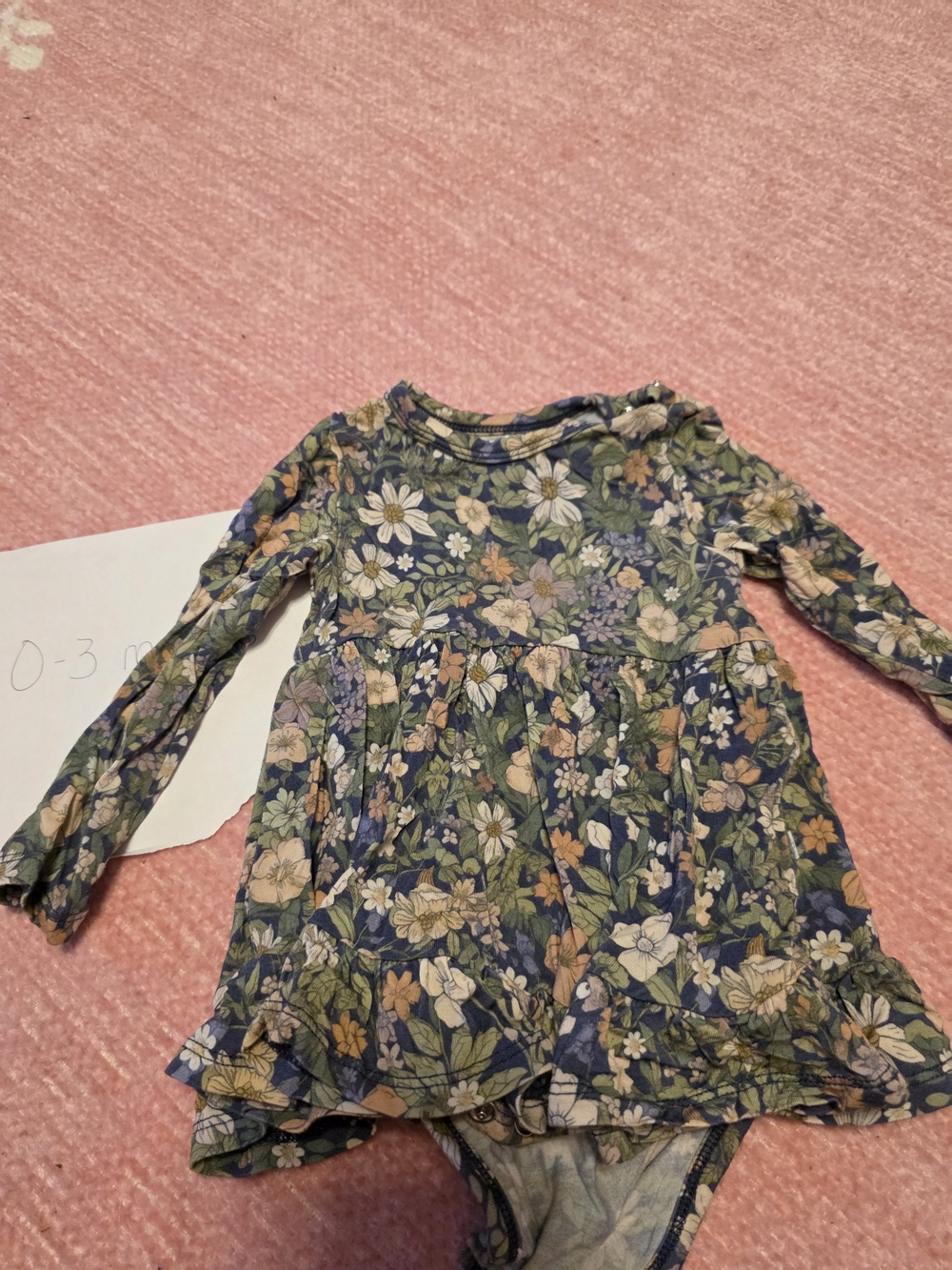 Posh Peanut Baby Floral Long-Sleeve Dress Bodysuit in Multi Floral